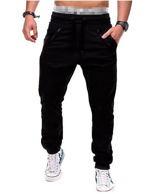 Men's Pencil Pants Thigh Stripes Drawstring Elastic Waist