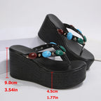 Platform Wedges Colorful Gems Sandals Flip Flops 9cm