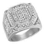 Diamond Encrusted Bling Ring Iced Out Chunky Hip Hop High-Shine