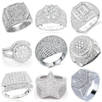 Diamond Encrusted Bling Ring Iced Out Chunky Hip Hop High-Shine