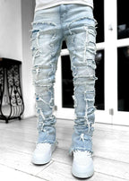 Distressed Denim Jeans Heavy Frayed Ripped Street Style