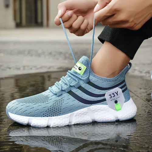 Air Mesh Sneakers Elastic Laces Slip On Sport Shoes