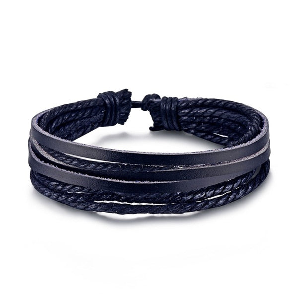 Stacked Bracelet Bangle Chunky Leather