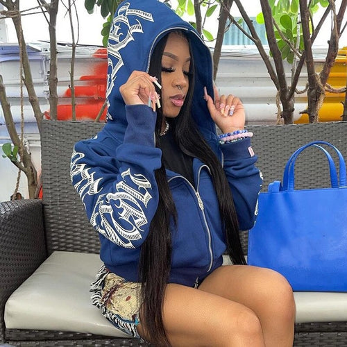 Women's "Never Angel" Hoodie Full Zip Streetwear