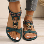 Bohemian Women's Flat Sandals Beaded Flowers