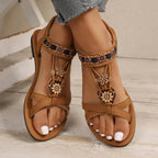 Bohemian Women's Flat Sandals Beaded Flowers