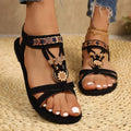 Bohemian Women's Flat Sandals Beaded Flowers