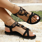 Bohemian Women's Flat Sandals Beaded Flowers
