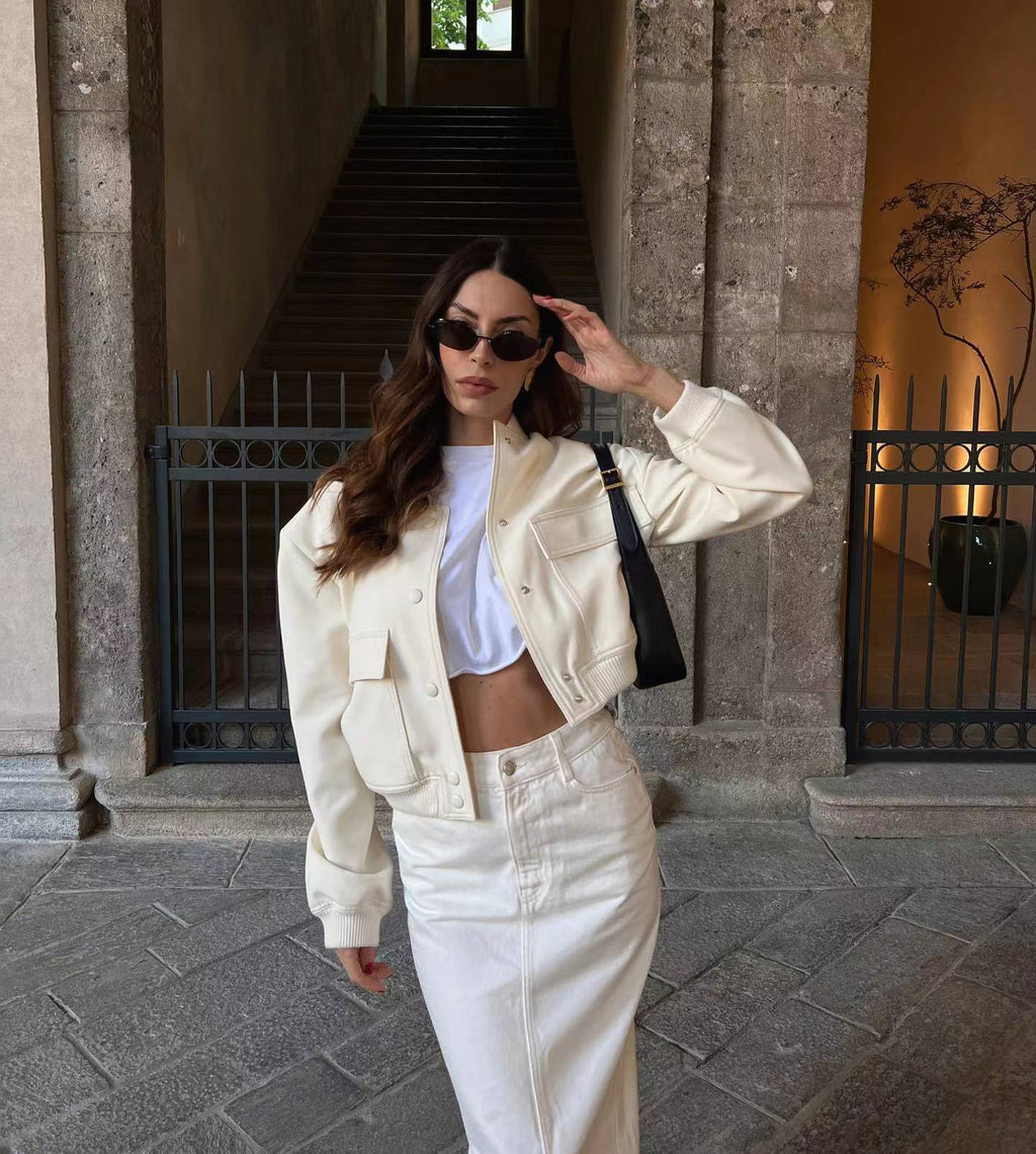 Bomber Jacket - Cropped Single Breast Classy Jacket Women's Wear