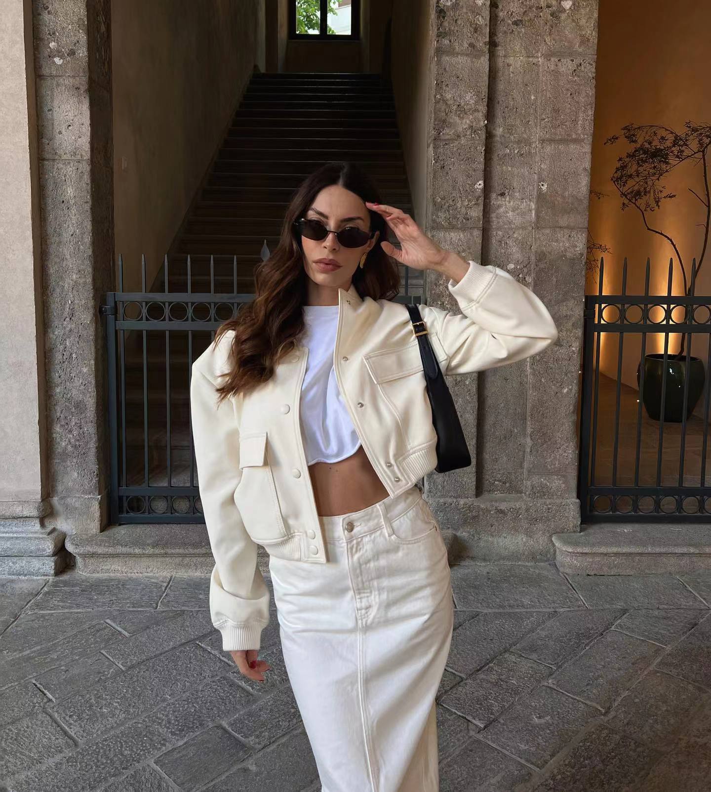 Bomber Jacket - Cropped Single Breast Classy Jacket Women's Wear