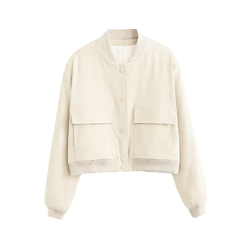 Bomber Jacket - Cropped Single Breast Classy Jacket Women's Wear
