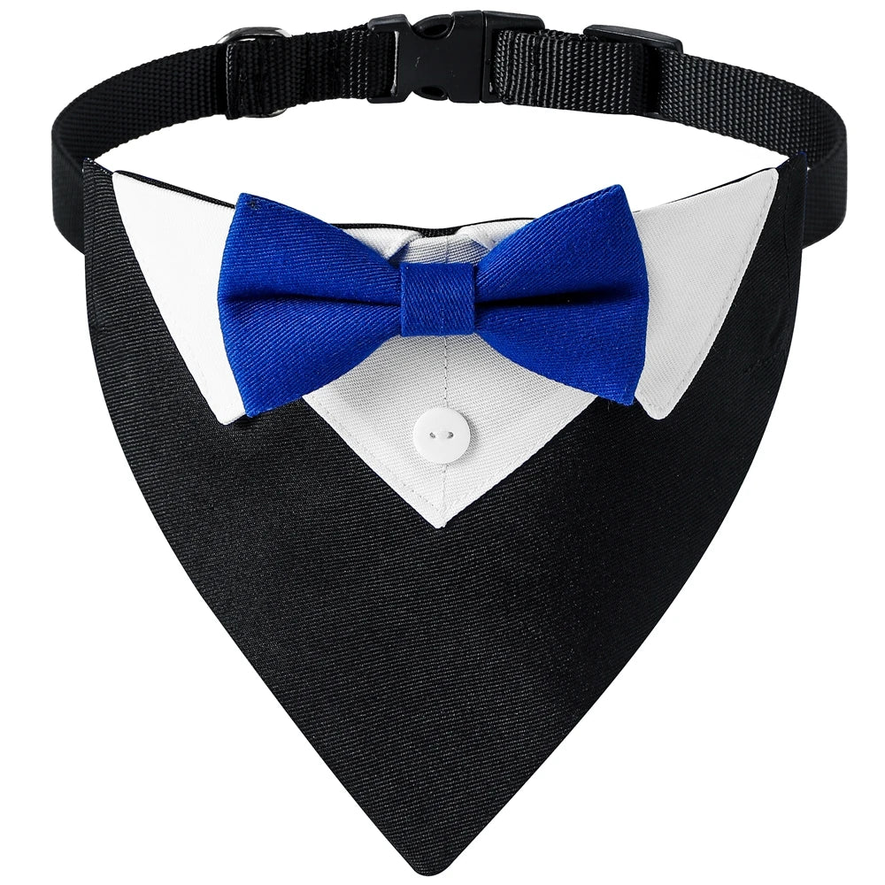 Bow Tie Dog Collar Tuxedo Bandana Adjustable Dress-up Party Costume