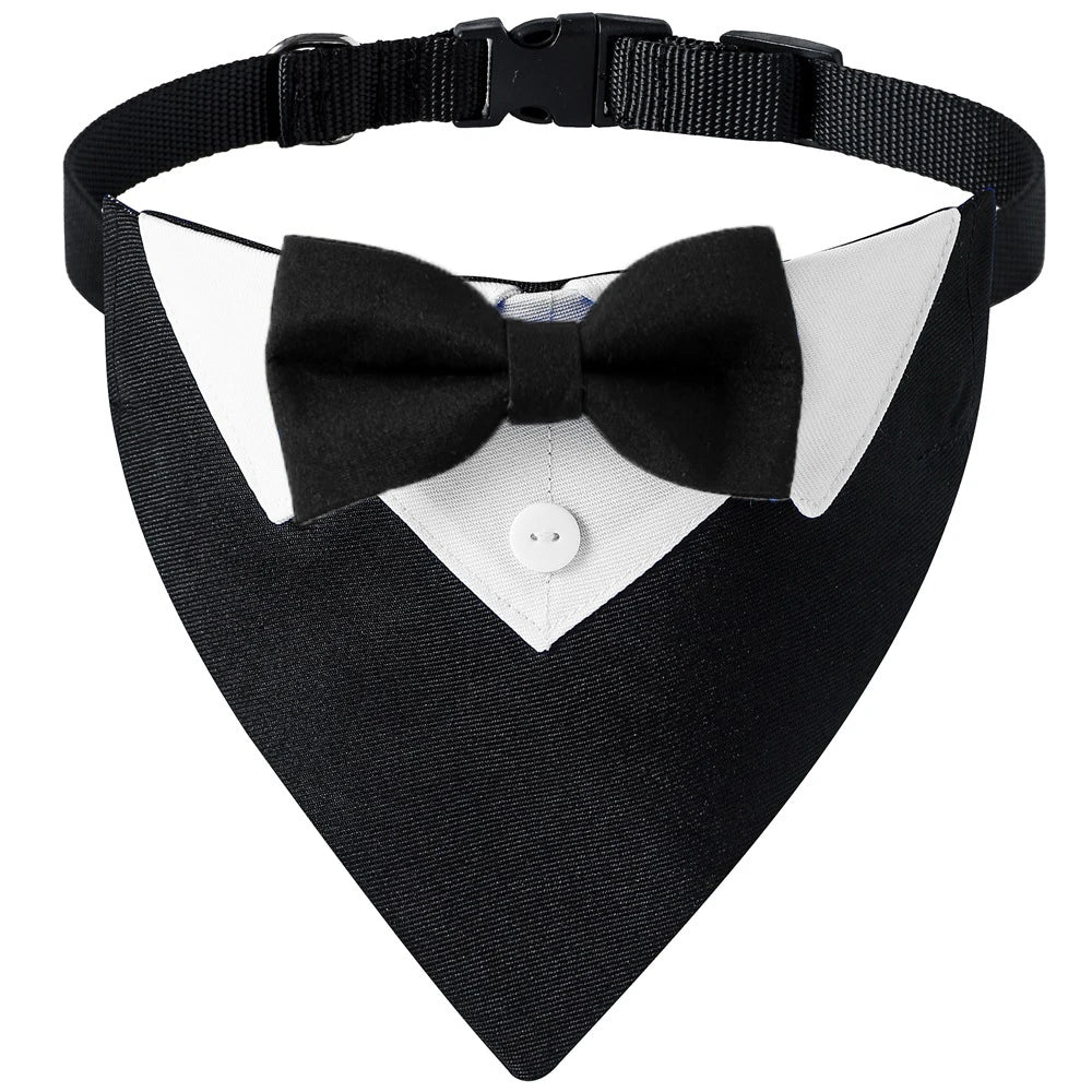 Bow Tie Dog Collar Tuxedo Bandana Adjustable Dress-up Party Costume