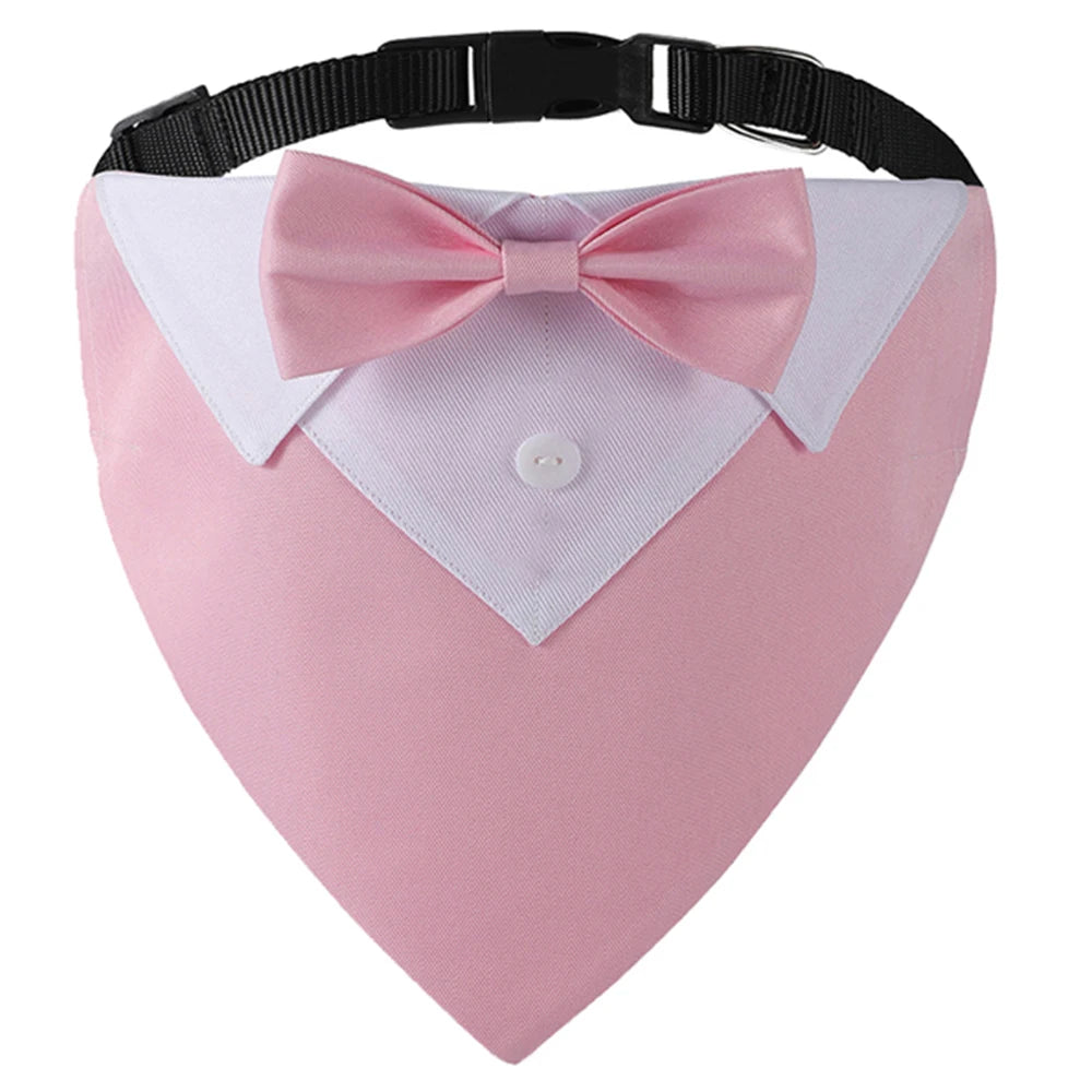 Bow Tie Dog Collar Tuxedo Bandana Adjustable Dress-up Party Costume