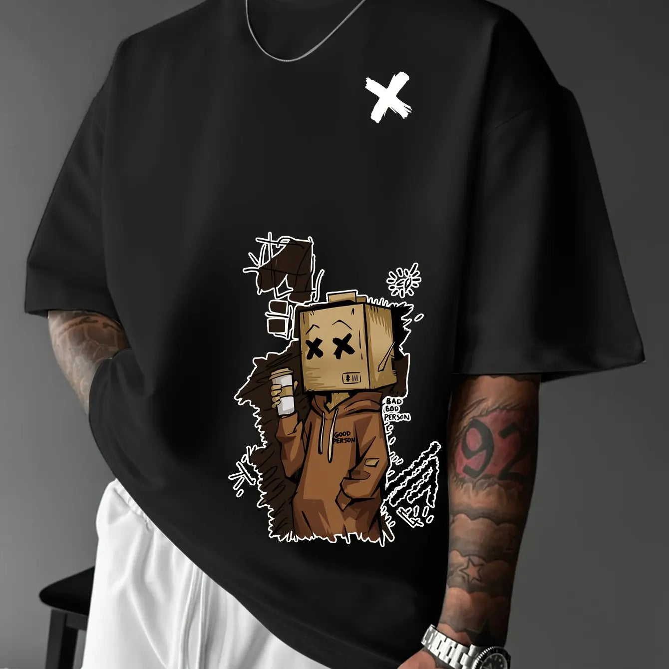 Boxy Graphic Tee | Urban Cartoon Box‑Head Character T-Shirt