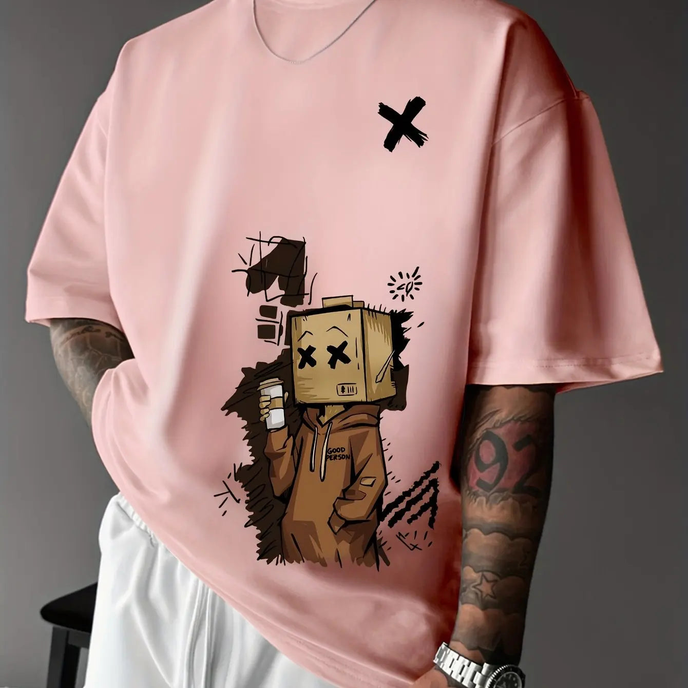 Boxy Graphic Tee | Urban Cartoon Box‑Head Character T-Shirt
