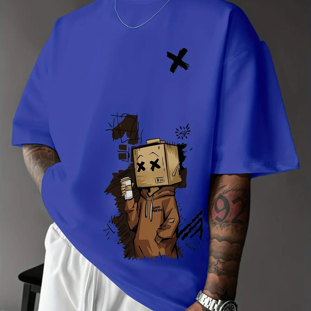 Boxy Graphic Tee | Urban Cartoon Box‑Head Character T-Shirt