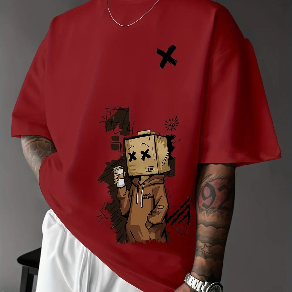 Boxy Graphic Tee | Urban Cartoon Box‑Head Character T-Shirt