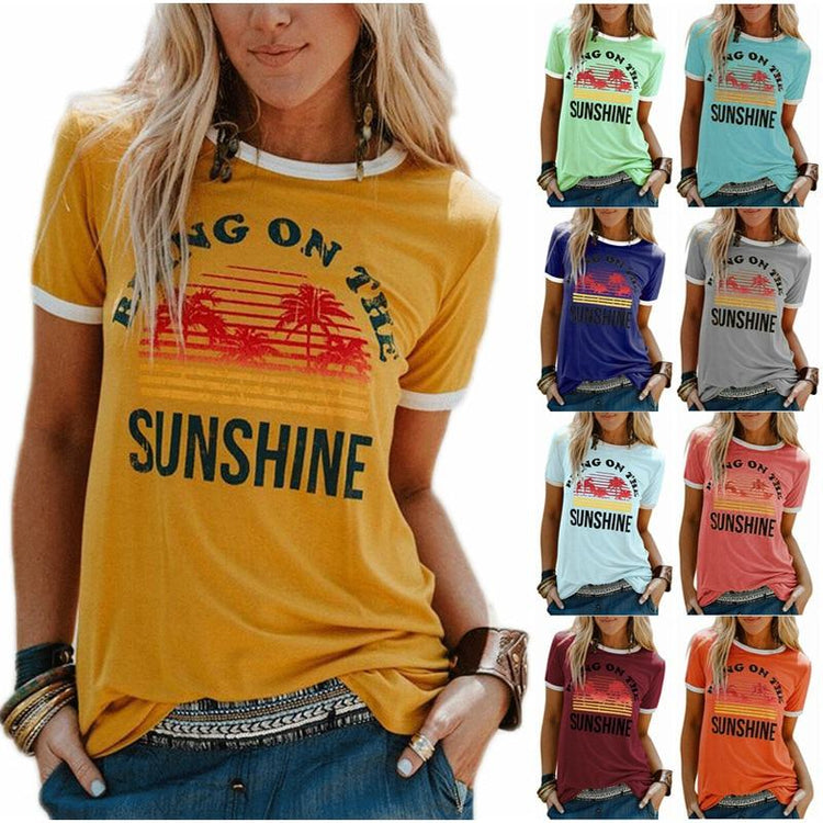 "Bring On The Sunshine" Groovy T-shirt - Trendy Summer Top