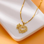 Initials Gold Necklace Zircon Flower Love Heart