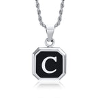 Name Initial Personalised Necklace A-Z Square Stainless Steel Pendant