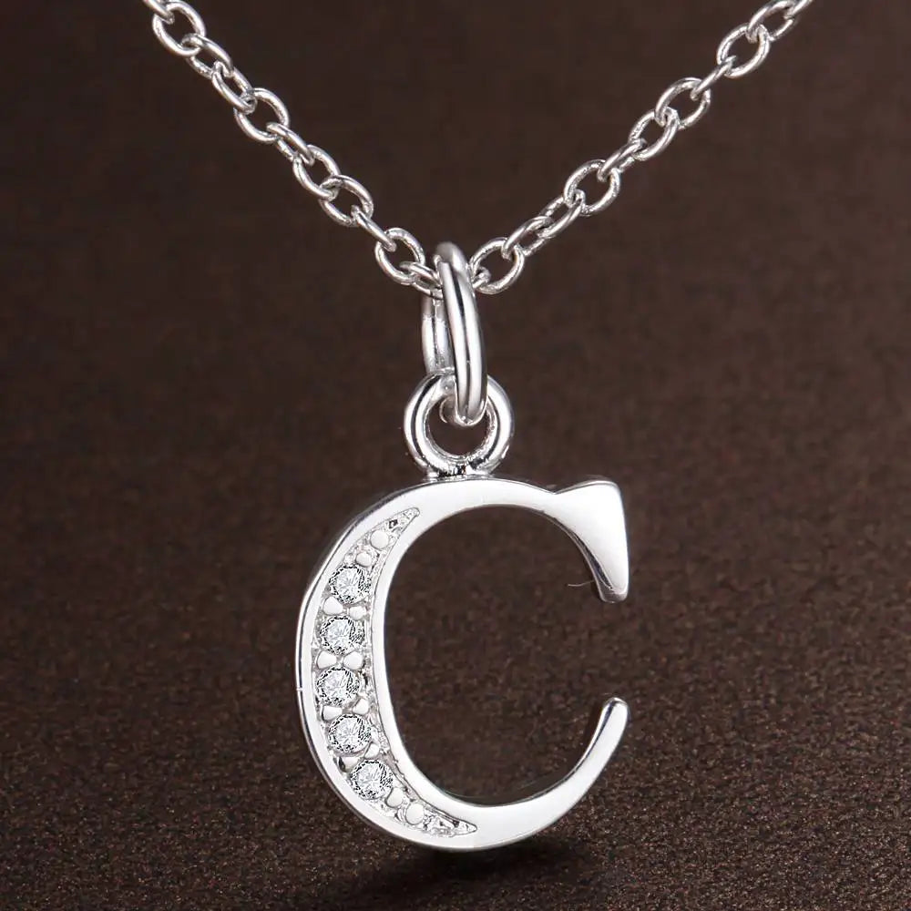 Letters Sterling Silver Necklace Pendant Name Initial