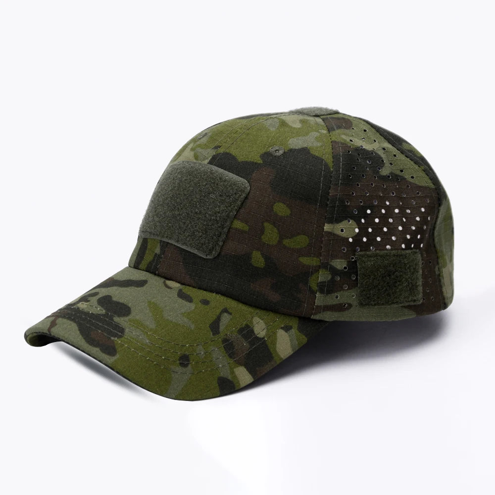 Camo Baseball Cap With Sunglasses Holder Velcro Outdoors
