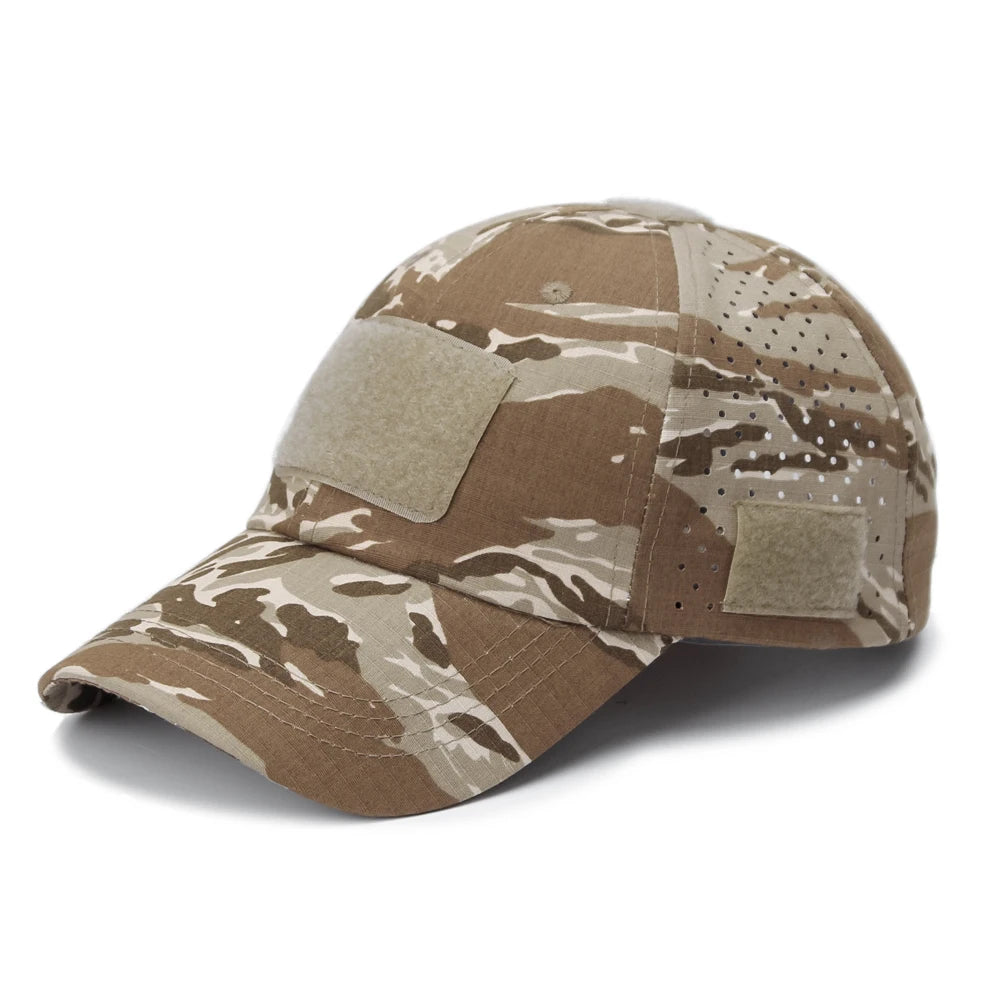 Camo Baseball Cap With Sunglasses Holder Velcro Outdoors