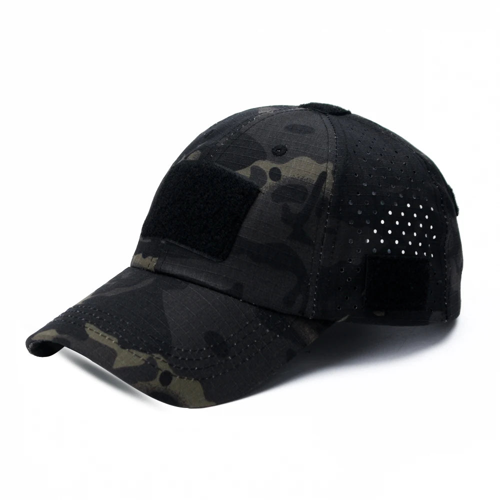 Camo Baseball Cap With Sunglasses Holder Velcro Outdoors