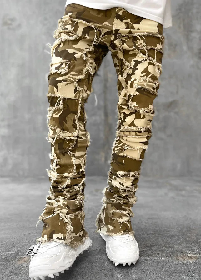 Distressed Denim Jeans Heavy Frayed Ripped Street Style