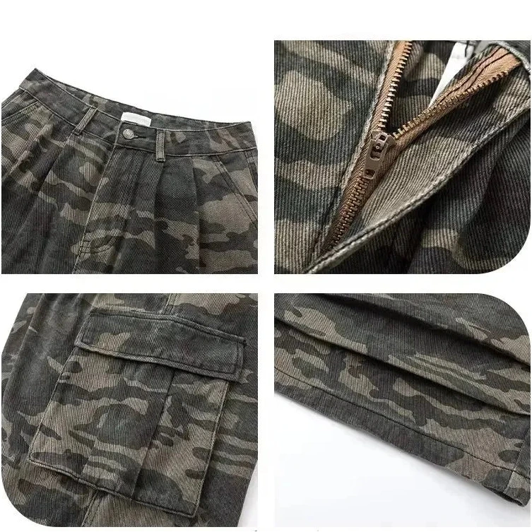 Camo Shorts Long Baggy Jeans Wide Leg