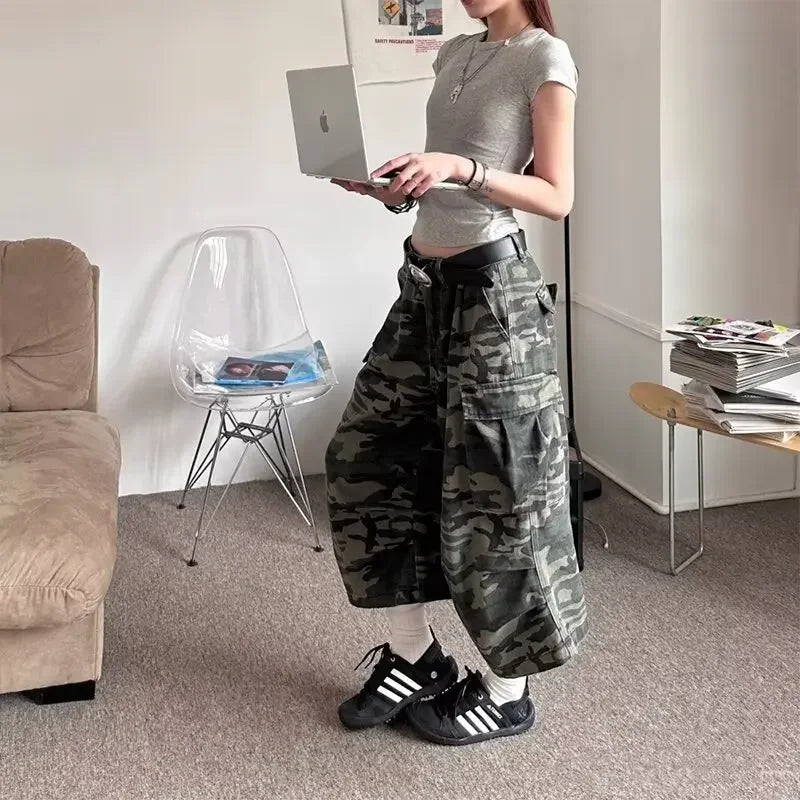 Camo Shorts Long Baggy Jeans Wide Leg