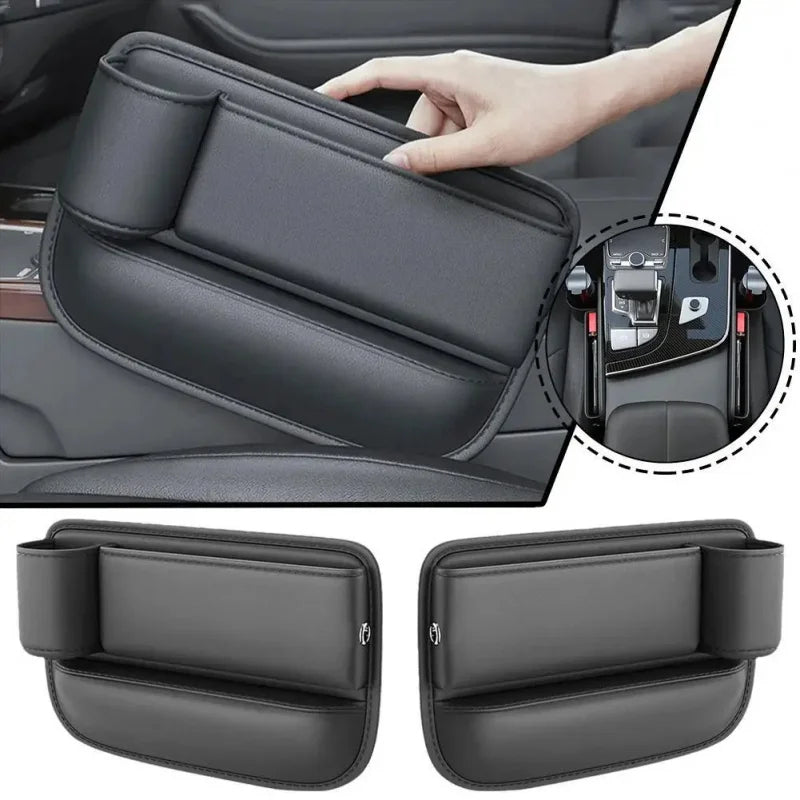 Car Seat Gap Filler Organiser Leather Storage Caddy Cup Holder