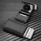 Carbon Fiber Wallet RFID Blocking Card Holder Anti-Theft Money Clip