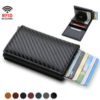 Carbon Fiber Wallet RFID Blocking Card Holder Anti-Theft Money Clip