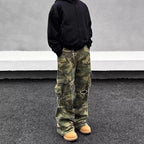 Cargo Camo Army Vintage Pants Baggy Wide Leg Washed Distressed Unisex