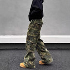 Cargo Camo Army Vintage Pants Baggy Wide Leg Washed Distressed Unisex