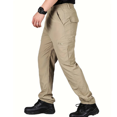 Cargo Pants With Large Zip And Flap Pockets Part Elastic Waist