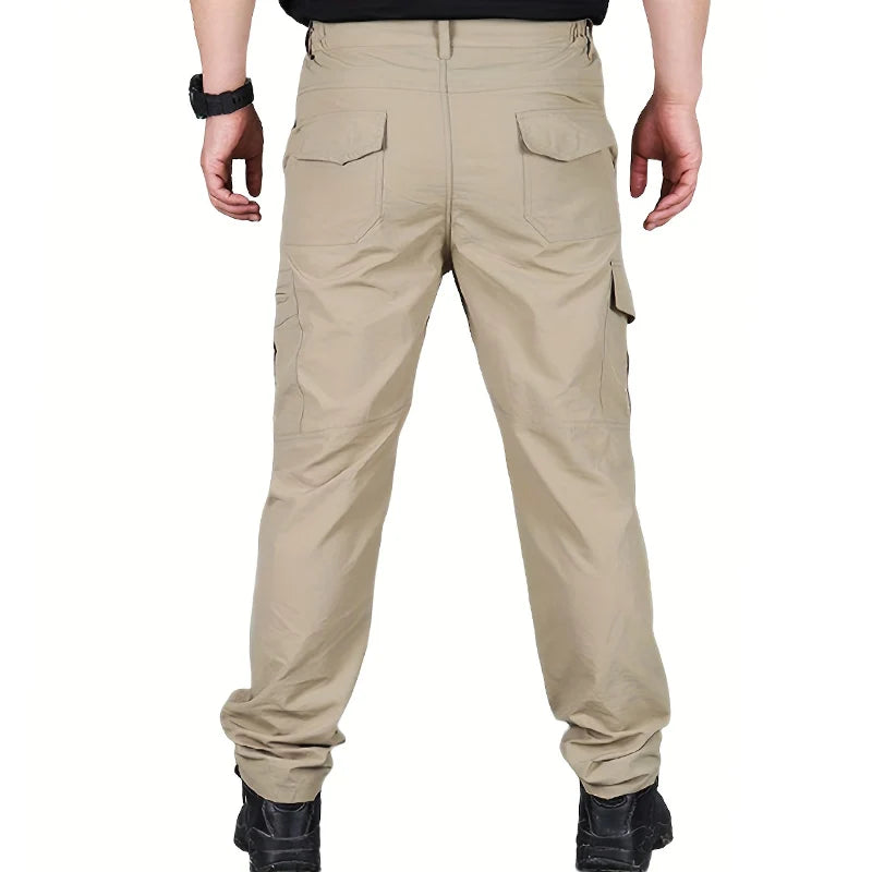 Cargo Pants With Large Zip And Flap Pockets Part Elastic Waist