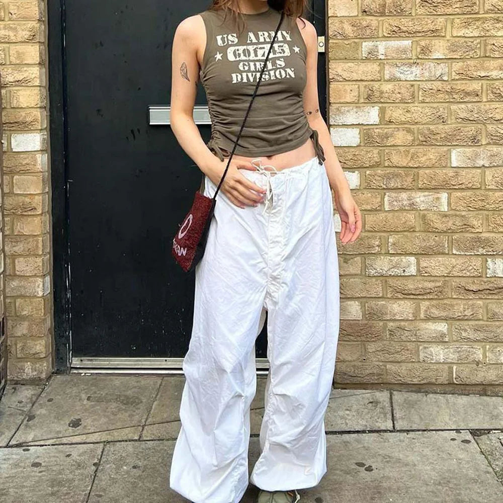 Women's Baggy Punk Cargo Parachute Balloon Pants Wide Leg