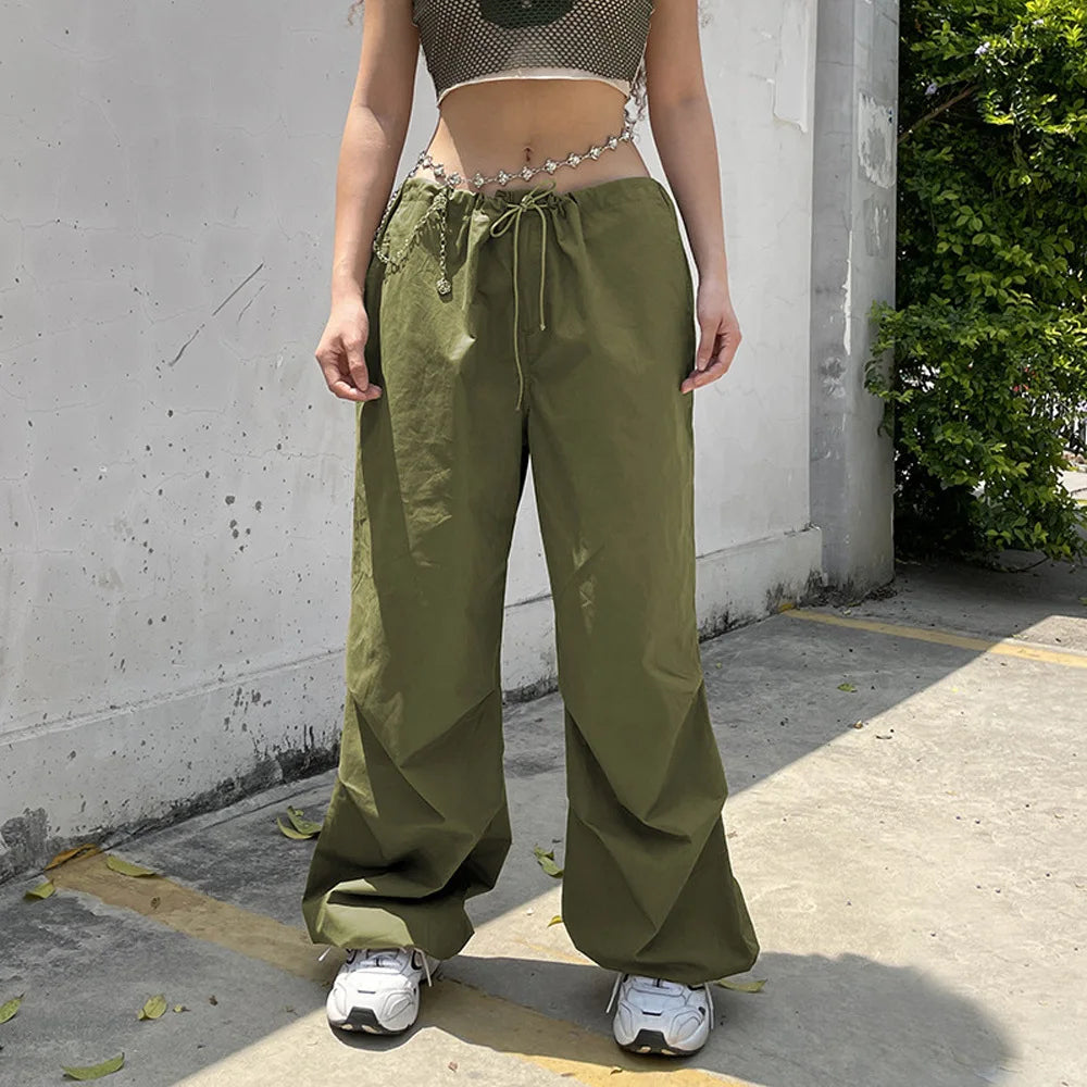 Women's Baggy Punk Cargo Parachute Balloon Pants Wide Leg