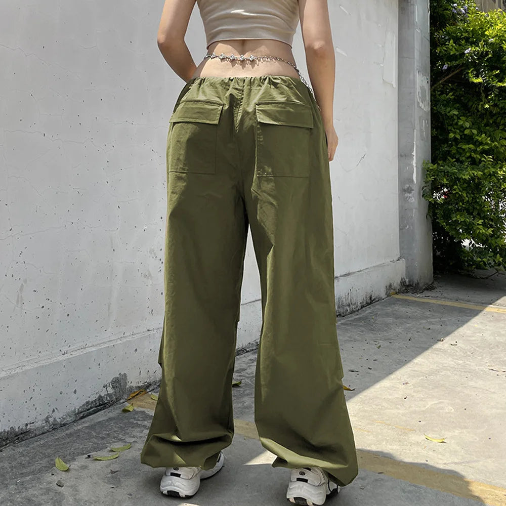 Women's Baggy Punk Cargo Parachute Balloon Pants Wide Leg