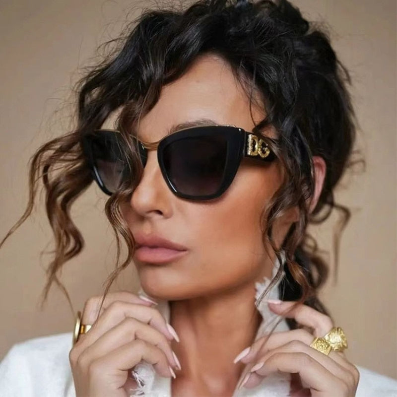 Cat Eye Vintage Designer Women's Large Sunglasses