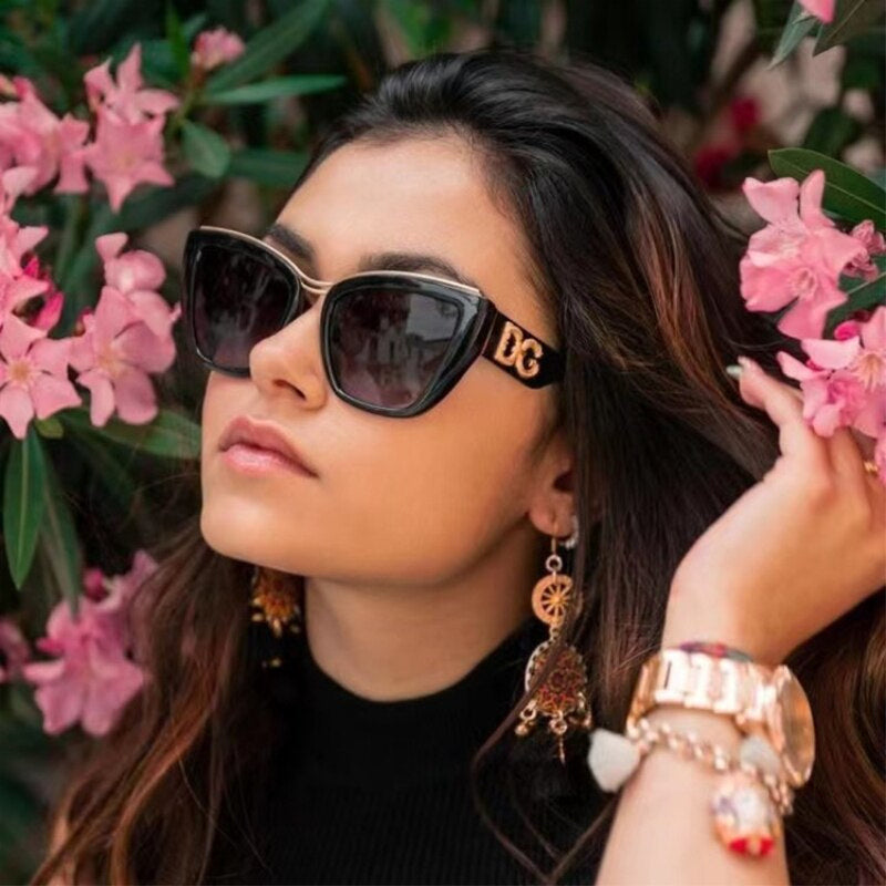 Cat Eye Vintage Designer Women's Large Sunglasses