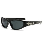 Cat Eye Sunglasses | Silver Star Temple Rivets Punk Hip Hop Shades