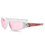Cat Eye Sunglasses | Silver Star Temple Rivets Punk Hip Hop Shades