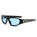 Cat Eye Sunglasses | Silver Star Temple Rivets Punk Hip Hop Shades