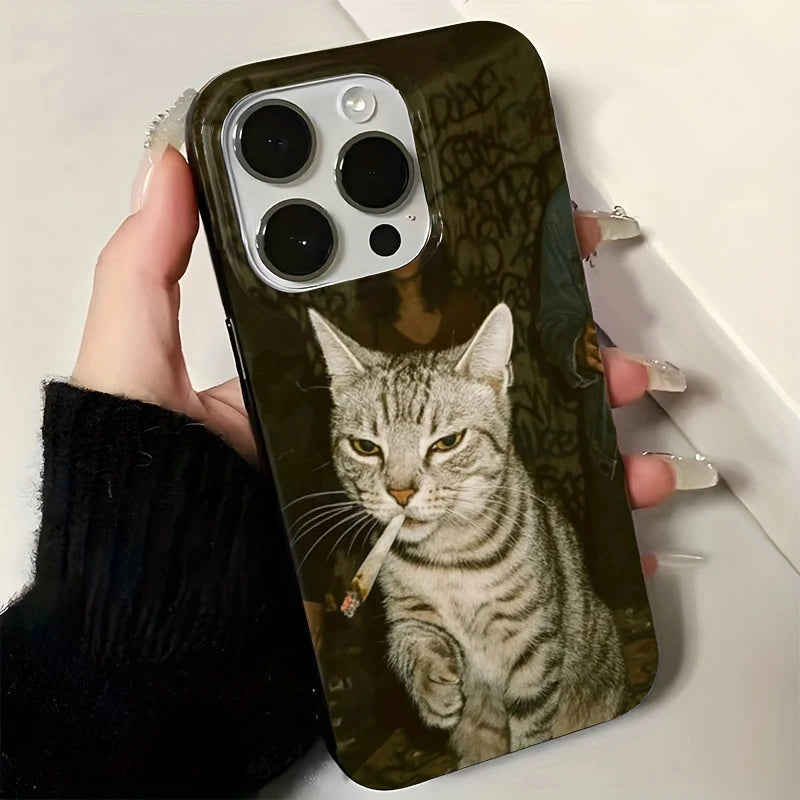 Smoking Cat Funny Phone Case For iPhone Soft Mobile Cover