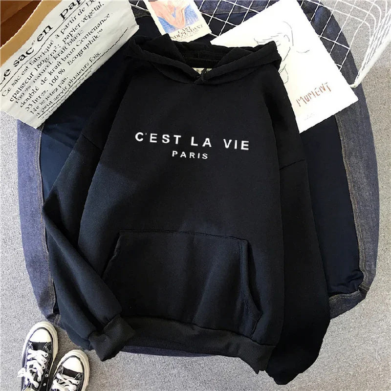 French Hoodie Cest La Vie Paris Chic Slogan