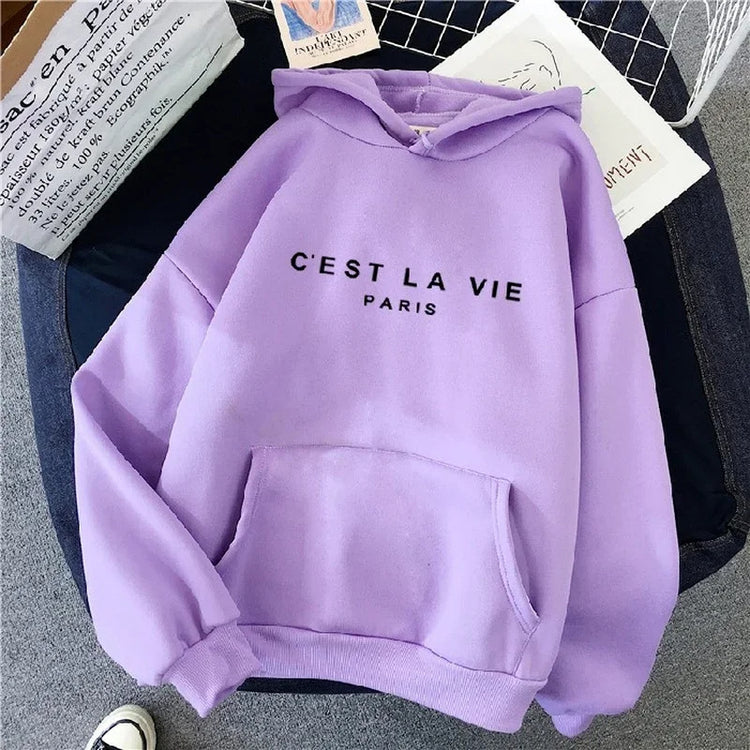 "C'est La Vie" Hoodie Lazy Fit Sweater Baggy Top Women's